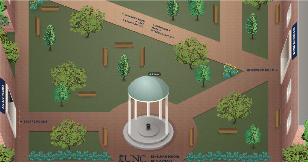 A screenshot of the quad created for the Eschelman School of Pharmacy at UNC.